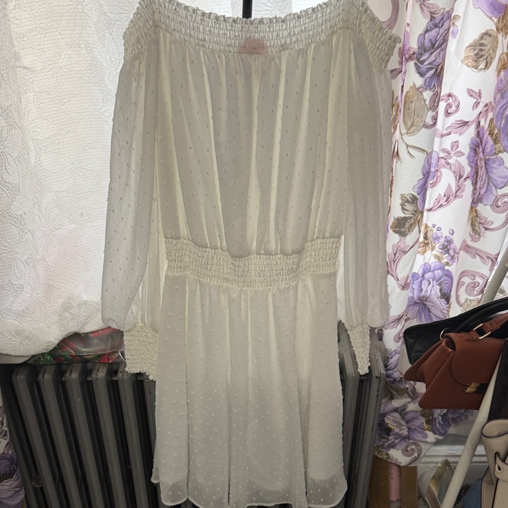 Leyden Cream Off-Shoulder Long Sleeve Dress